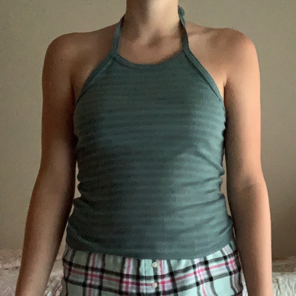 Superr cute blue striped American eagle halter top
